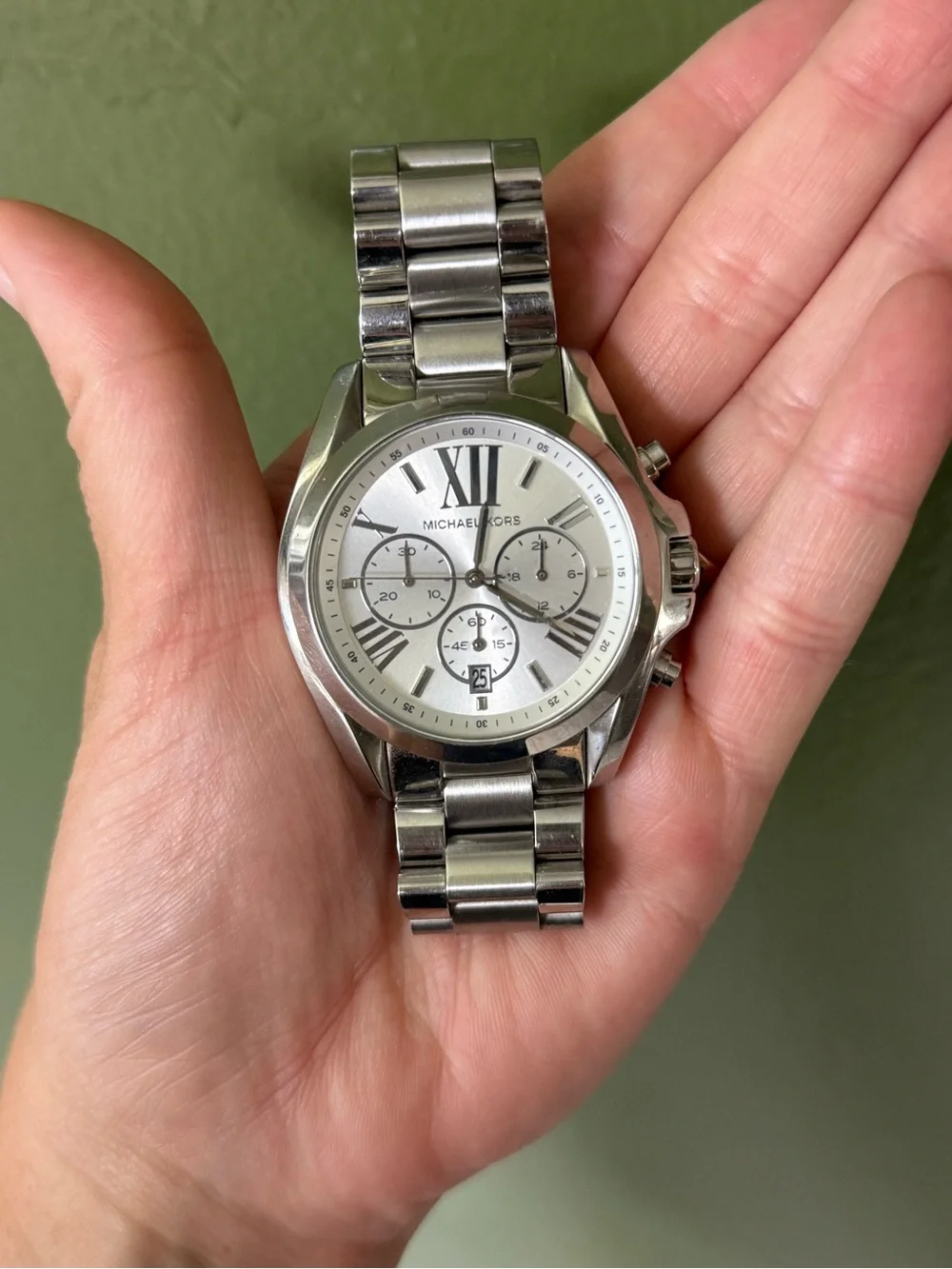 Michael Kors Silver-Tone Chronograph Bracelet Watch